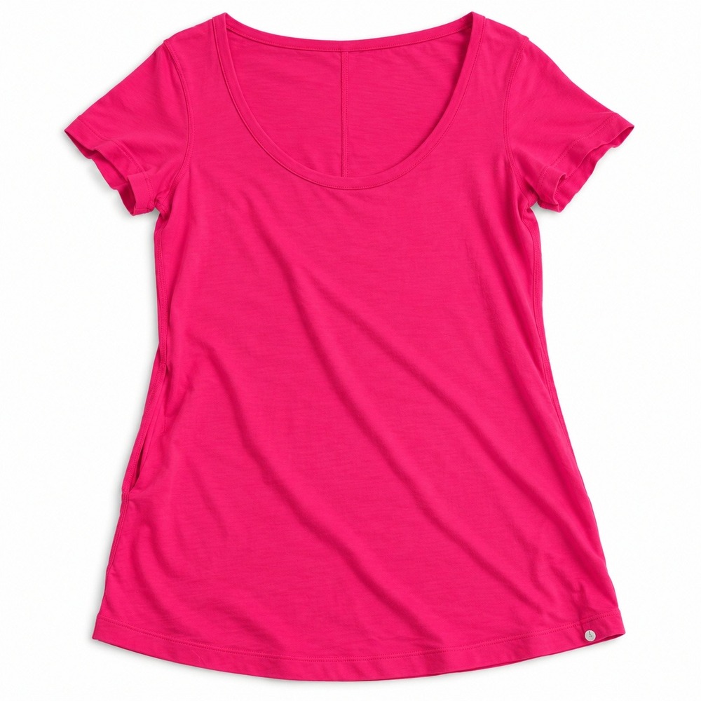 Lululemon Back In Action Tee‎ Womens Size 4 Hot Pink Short Sleeve Pocket Top